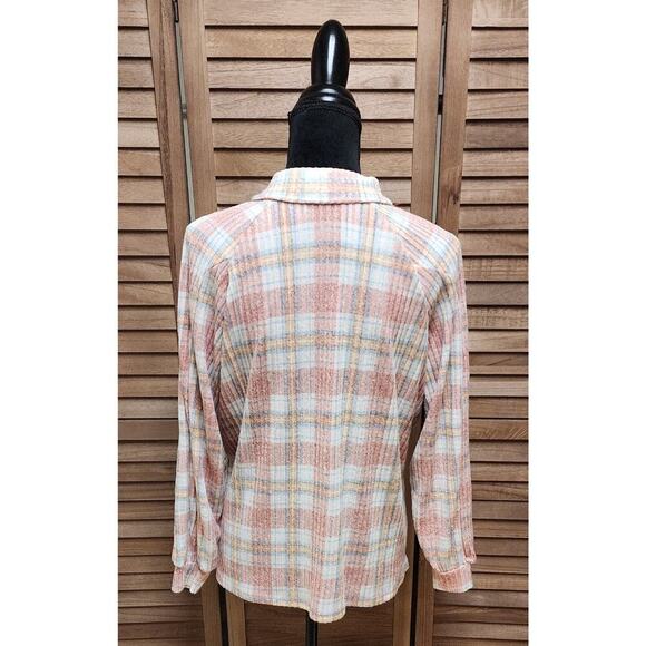 Modish Rebel Womens Size XS Pink Button Up Plaid Shirt Soft Long-Sleeve Blouse - Picture 6 of 7
